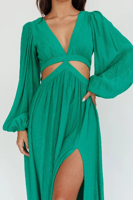 Jessalynn Cut-Out Long Sleeve Maxi Dress Green