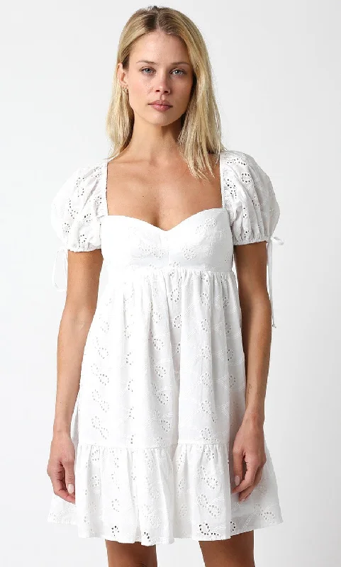 Jessie White Eyelet Babydoll Mini Dress