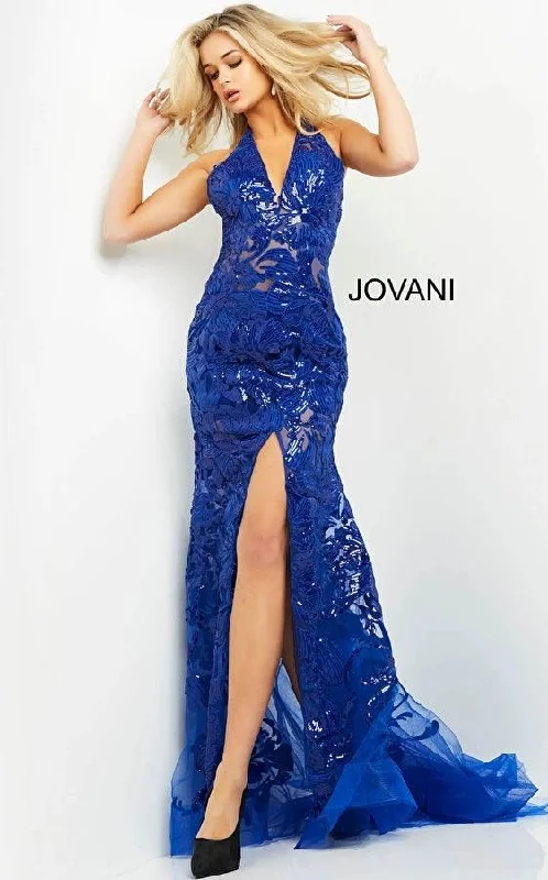 Jovani 8110 Halter Long Formal Prom Dress