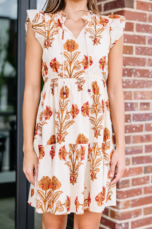 Just That Simple Cream White Floral Dress