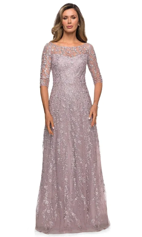 La Femme - 27981 Floral Lace A-Line Mother of the Bride Dress