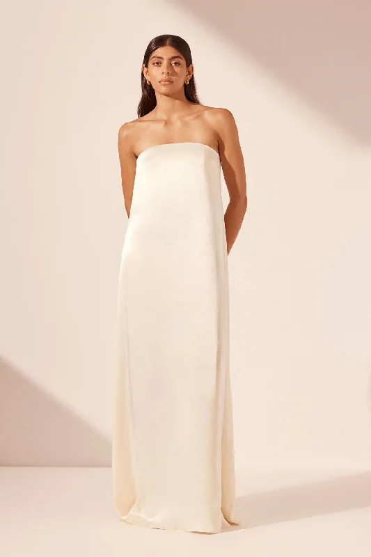 LA LUNE STRAPLESS COLUMN MAXI DRESS - CREAM