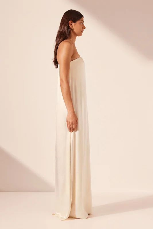 LA LUNE STRAPLESS COLUMN MAXI DRESS - CREAM