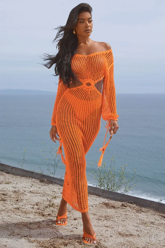 Leah Crochet Maxi Dress - Orange