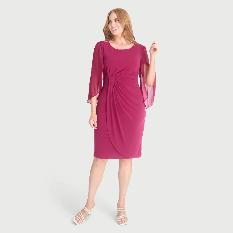 Lisette Deep Fuchsia Faux Wrap Dress