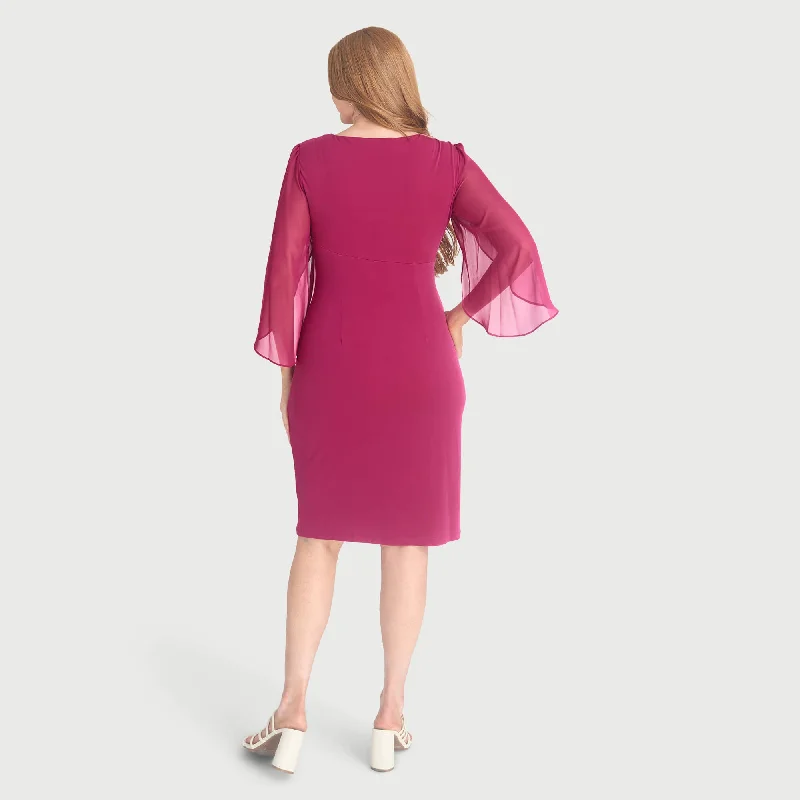 Lisette Deep Fuchsia Faux Wrap Dress