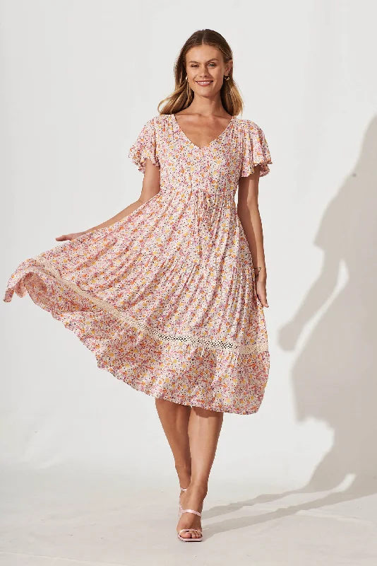 Lotta Midi Dress In Blush Floral