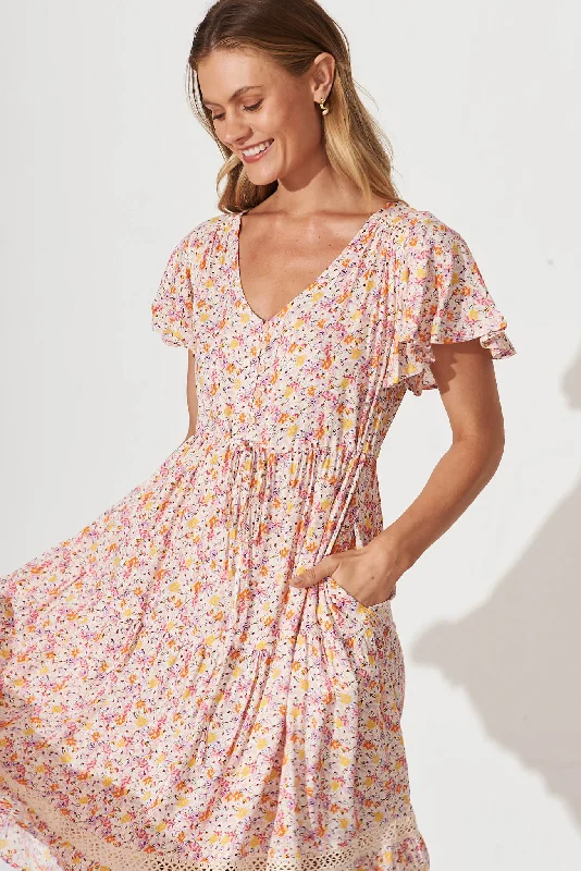 Lotta Midi Dress In Blush Floral