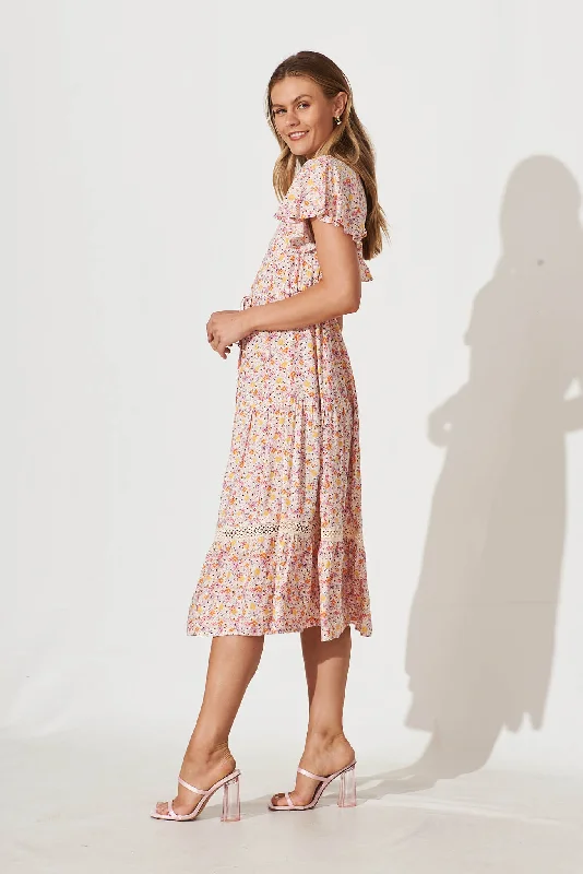 Lotta Midi Dress In Blush Floral