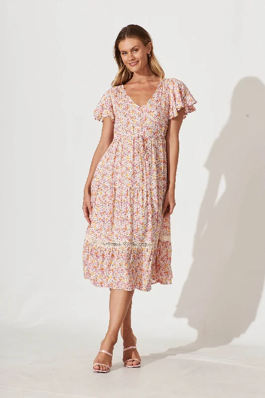 Lotta Midi Dress In Blush Floral