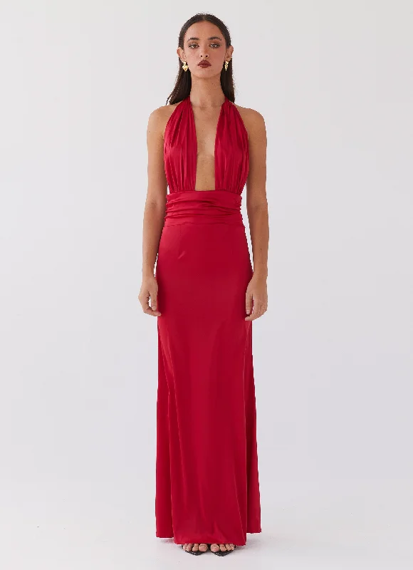 Lovelust Halterneck Maxi Dress - Red