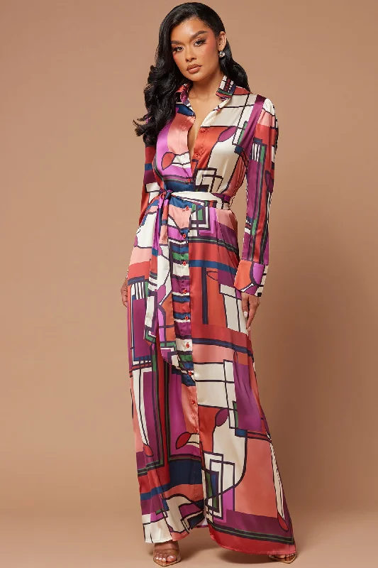 Maisie Lane Satin Maxi Dress - Multi Color