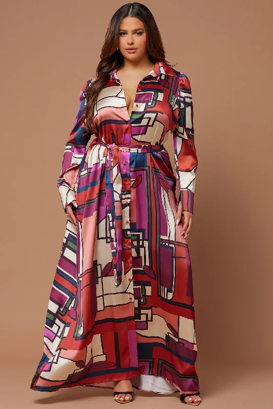 Maisie Lane Satin Maxi Dress - Multi Color