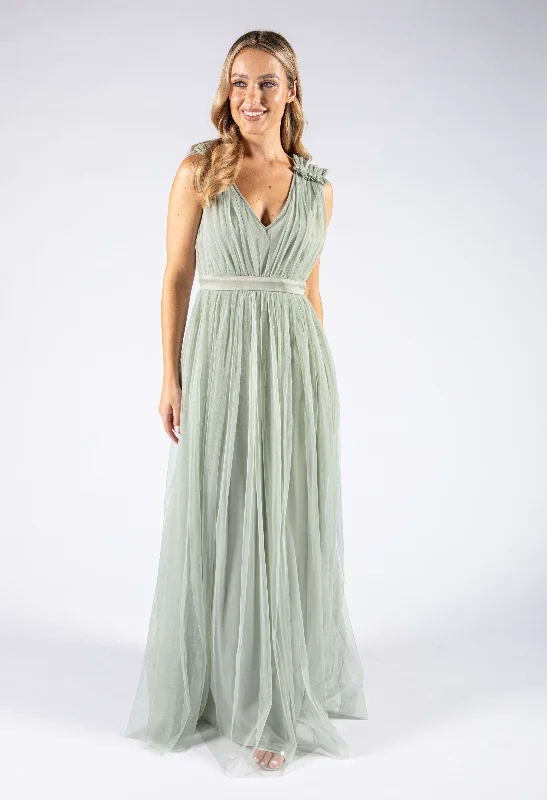 Maxi Dress With Ruffle Shoulder Detail