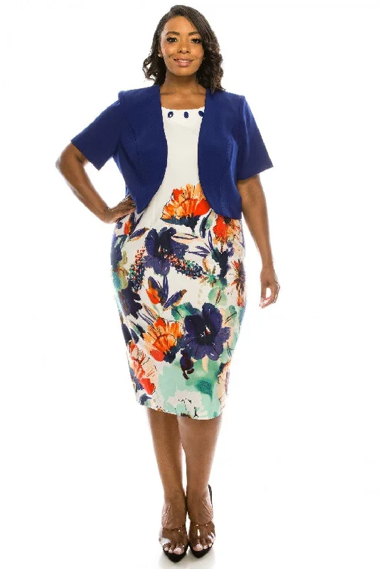 Maya Brooke Short Floral 2 Piece Dress Plus Size