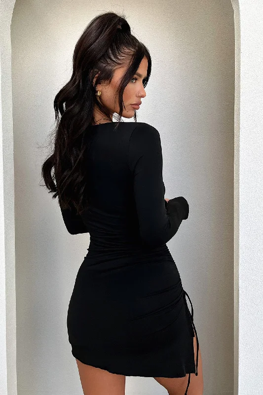 Mayla Long Sleeve Dress - Black