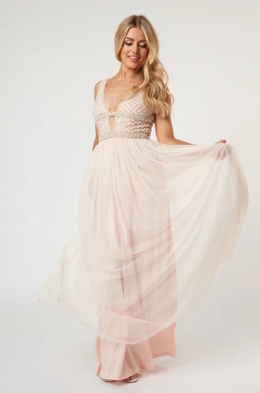 Myla Nude Embellished Maxi Dress