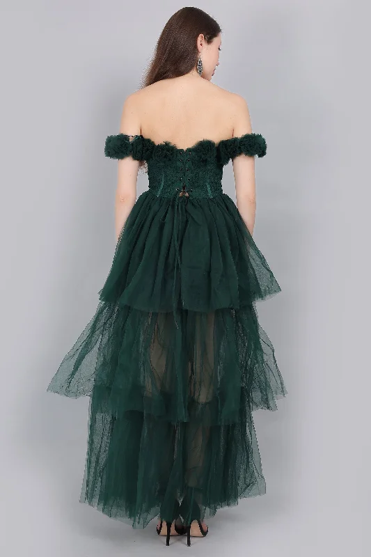 Nadine Lace Maxi Dress in Emerald Green