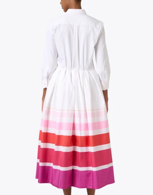 Niddi White and Pink Striped Shirt Dress