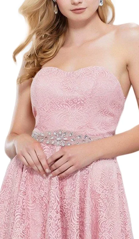 Nox Anabel - 6358 Embellished Waist Sweetheart Neckline Cocktail Dress