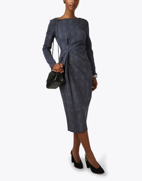 Ombrosa Navy Plaid Dress