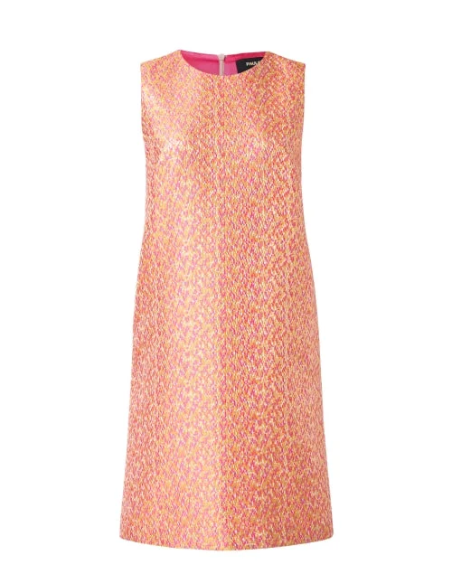 Orange Jacquard Shift Dress