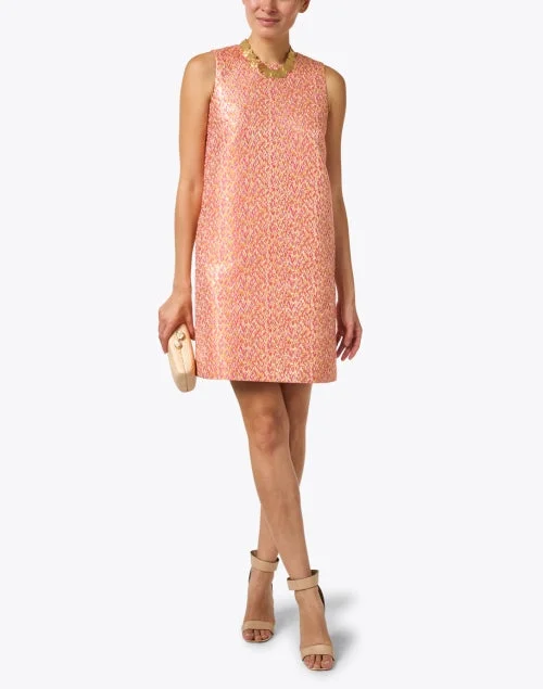 Orange Jacquard Shift Dress