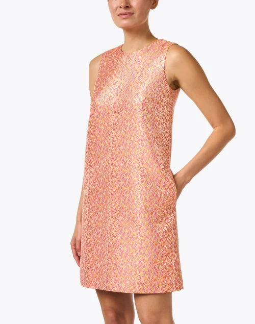 Orange Jacquard Shift Dress