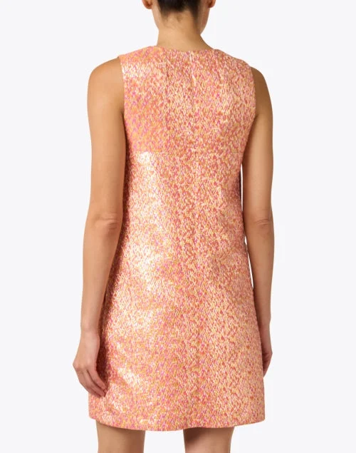 Orange Jacquard Shift Dress