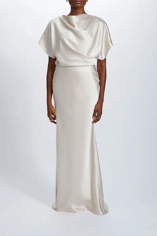 Fluid Satin Draped Gown