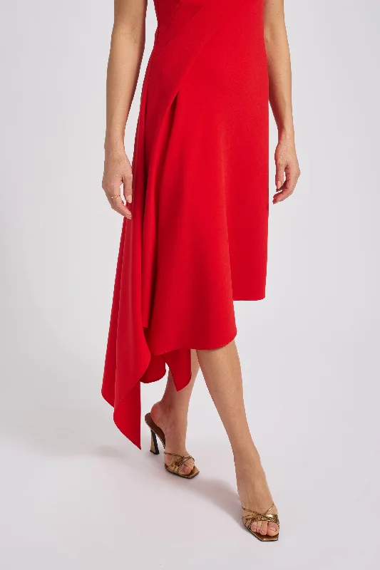 Stretch Crepe Asymmetric Dress