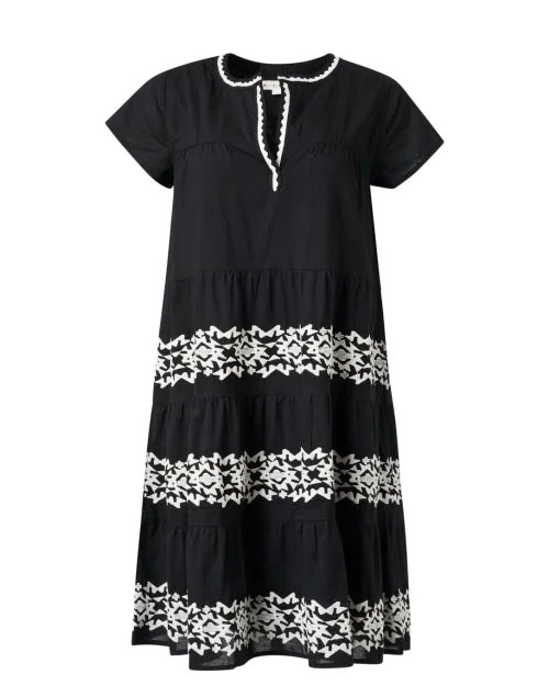 Pamela Black Embroidered Cotton Dress