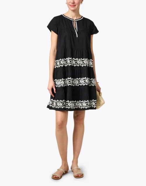 Pamela Black Embroidered Cotton Dress