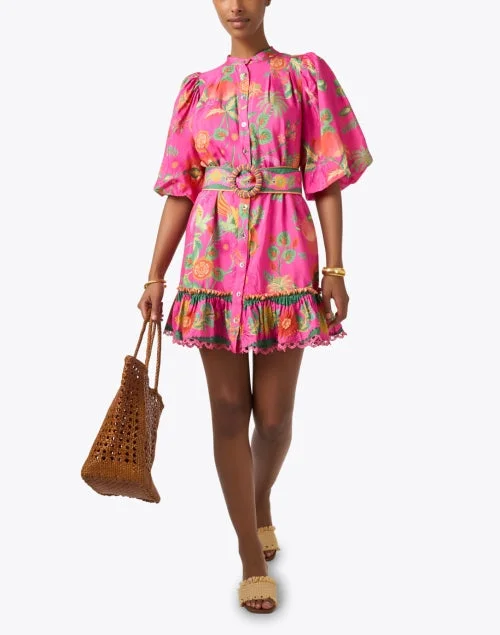 Pink Print Shirt Dress