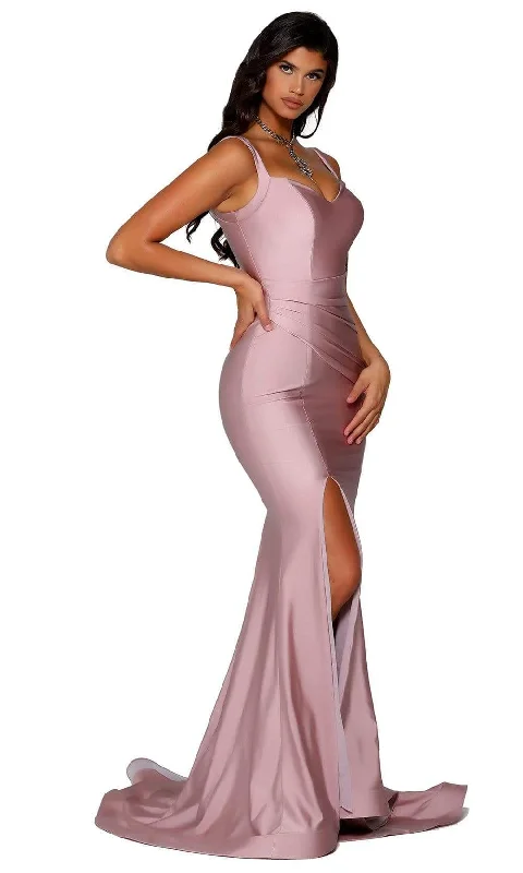 Portia and Scarlett - PS6339 Sleeveless V-Neck Simple Prom Mermaid Gown