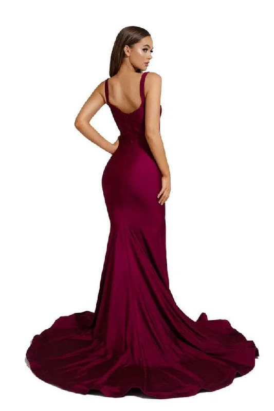 Portia and Scarlett - PS6339 Sleeveless V-Neck Simple Prom Mermaid Gown