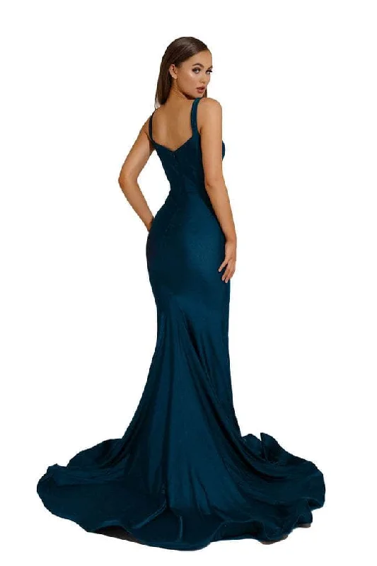 Portia and Scarlett - PS6339 Sleeveless V-Neck Simple Prom Mermaid Gown