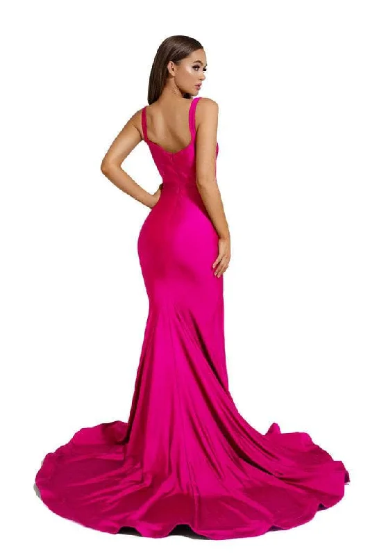 Portia and Scarlett - PS6339 Sleeveless V-Neck Simple Prom Mermaid Gown