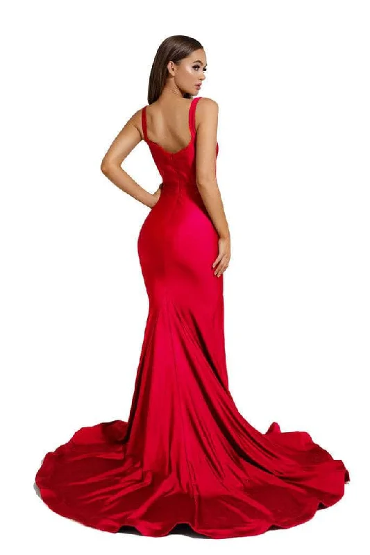 Portia and Scarlett - PS6339 Sleeveless V-Neck Simple Prom Mermaid Gown