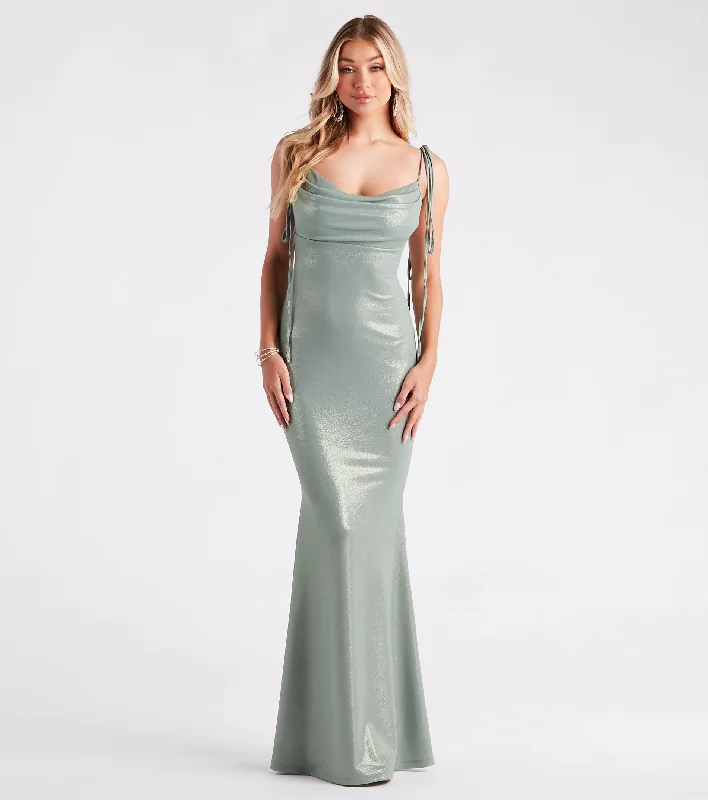 Presley Formal Foiled Metallic Mermaid Dress