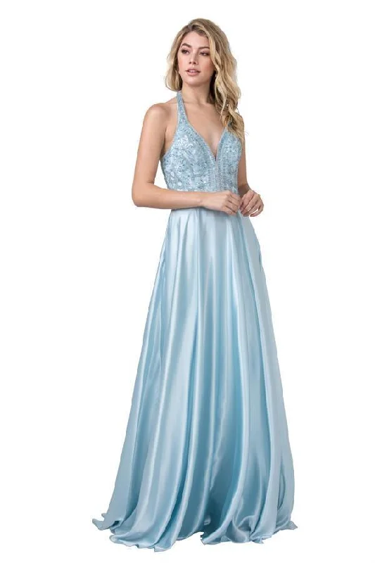 Prom Long Formal Halter Embellished Evening Dress