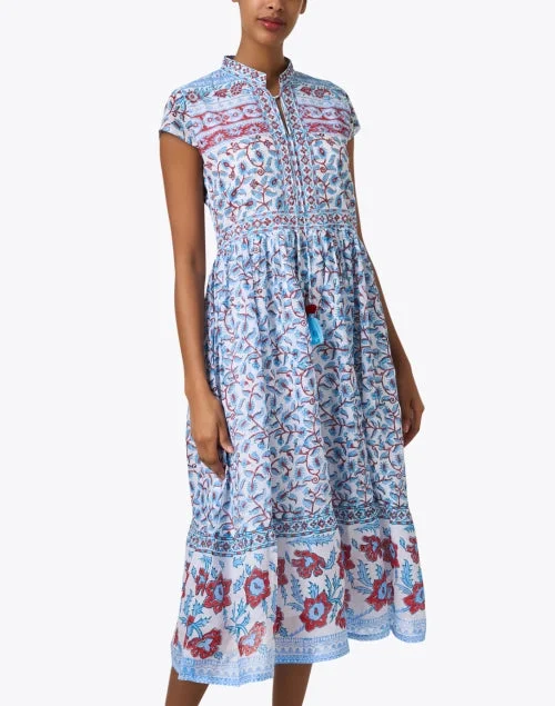 Red White and Blue Print Cotton Dress