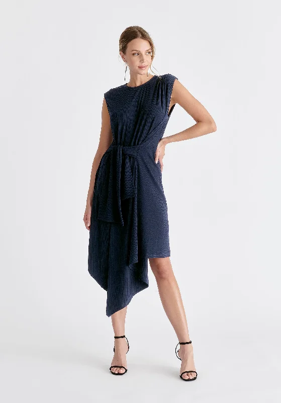 Ribbed Asymmetric Hem Dress