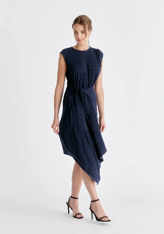 Ribbed Asymmetric Hem Dress