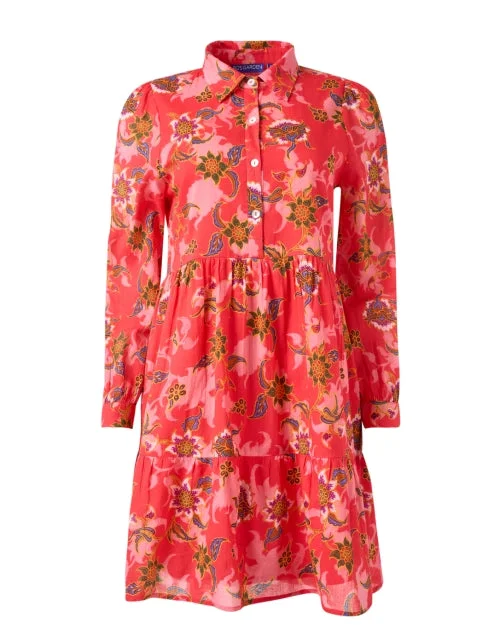 Romy Red Floral Print Shirt Dress