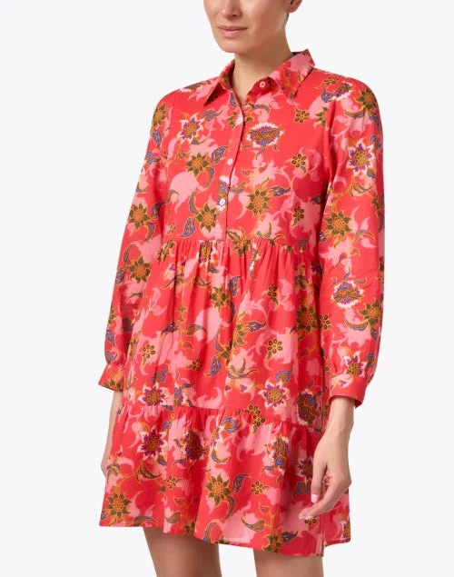 Romy Red Floral Print Shirt Dress