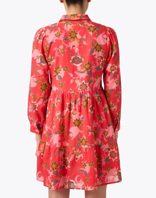 Romy Red Floral Print Shirt Dress