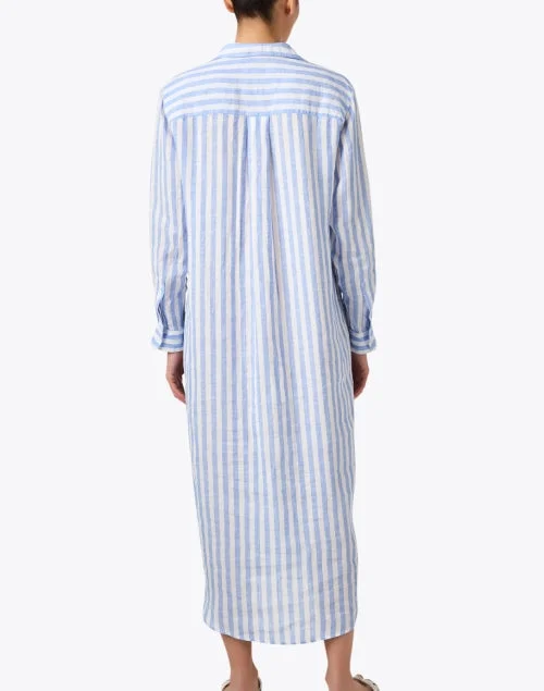 Rory Blue and White Stripe Linen Shirt Dress