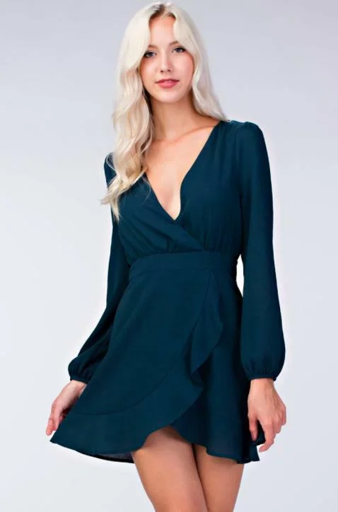 Second Chance Teal Wrap Dress