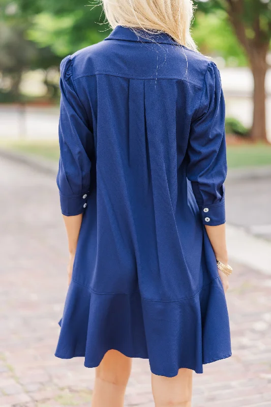 Share Your Story Navy Blue Shirt Dress